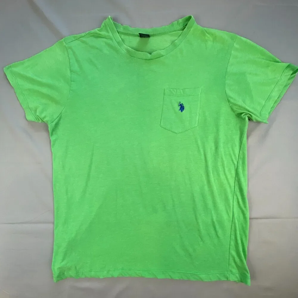 US Polo Assn Mens Short Sleeve Pocket T-Shirt Crew Neck Embroidered Green Size L